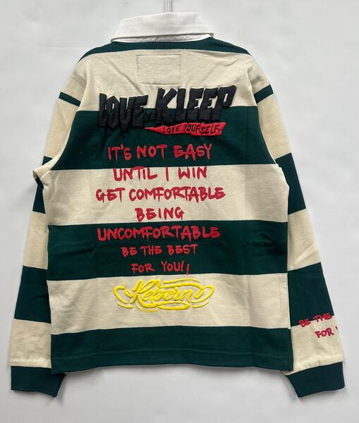 SAGE Kid's Long Sleeve Polo Shirt With Heavy Print Effects & Patch Works