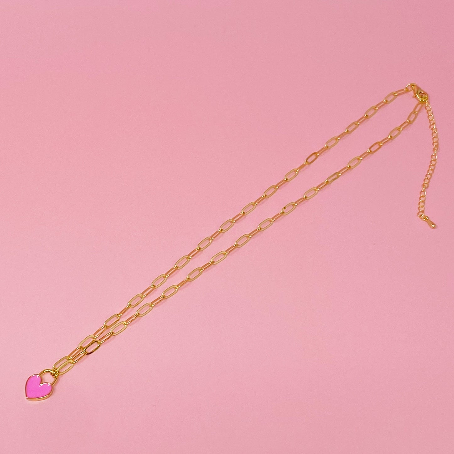 Colored & Locked Heart Necklace