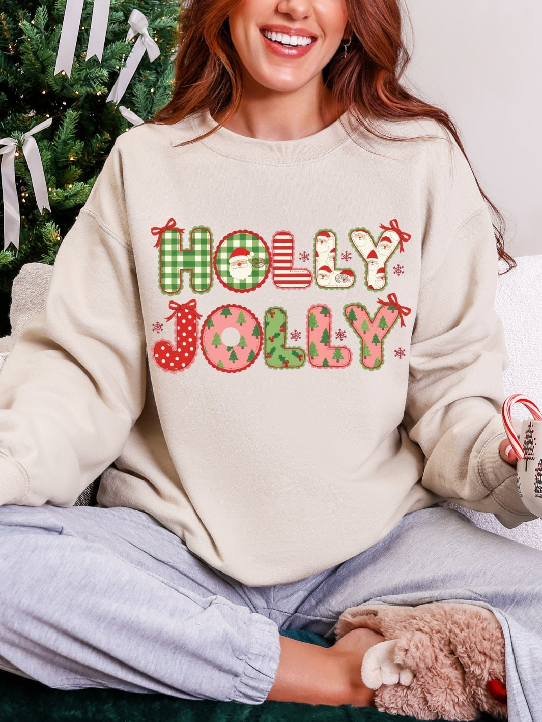 Gildan Christmas Plaid With Stripes Retro Sweatshirt