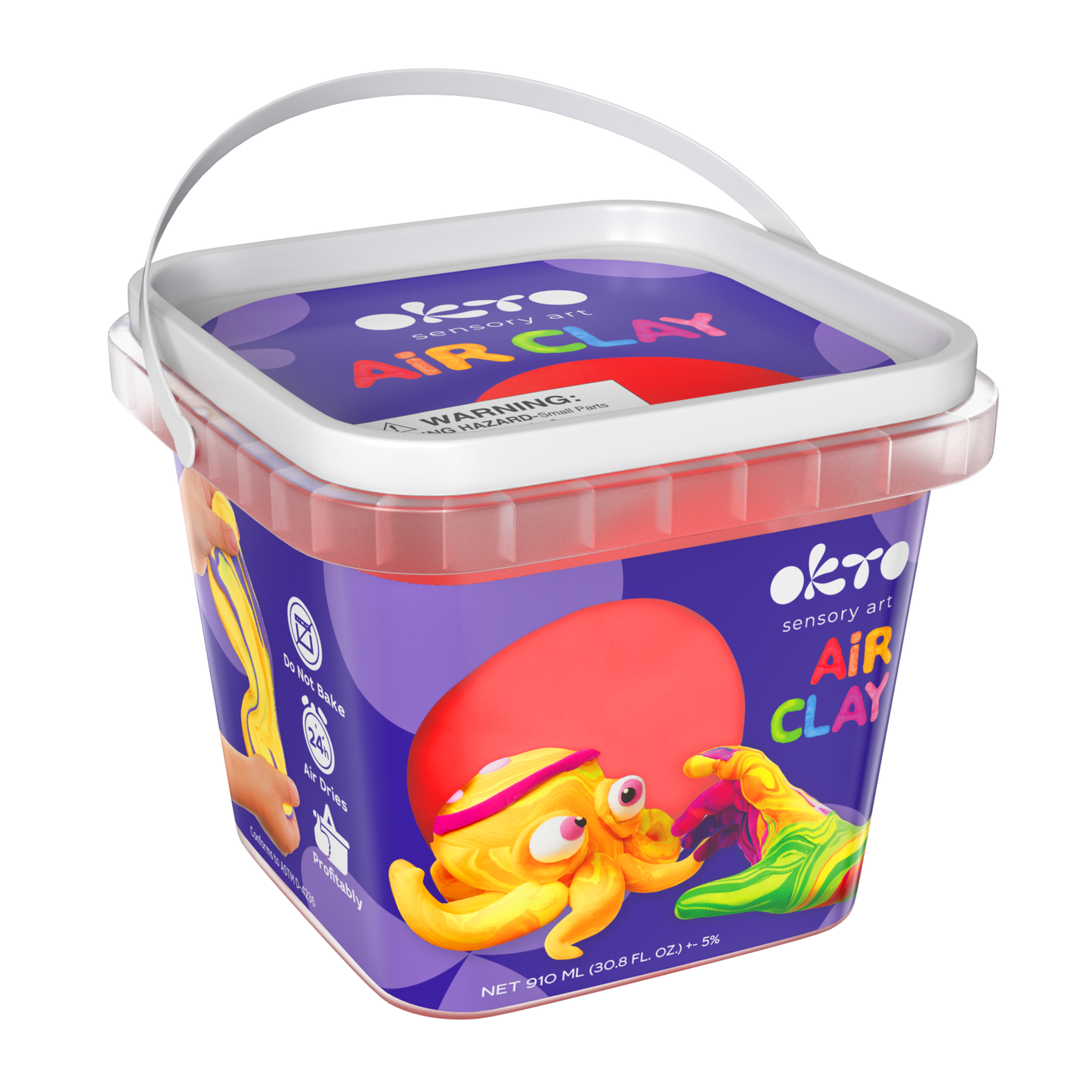 OKTO Air Dry Clay Bucket, 910 ml (31 fl oz) — Red — Ages 8+