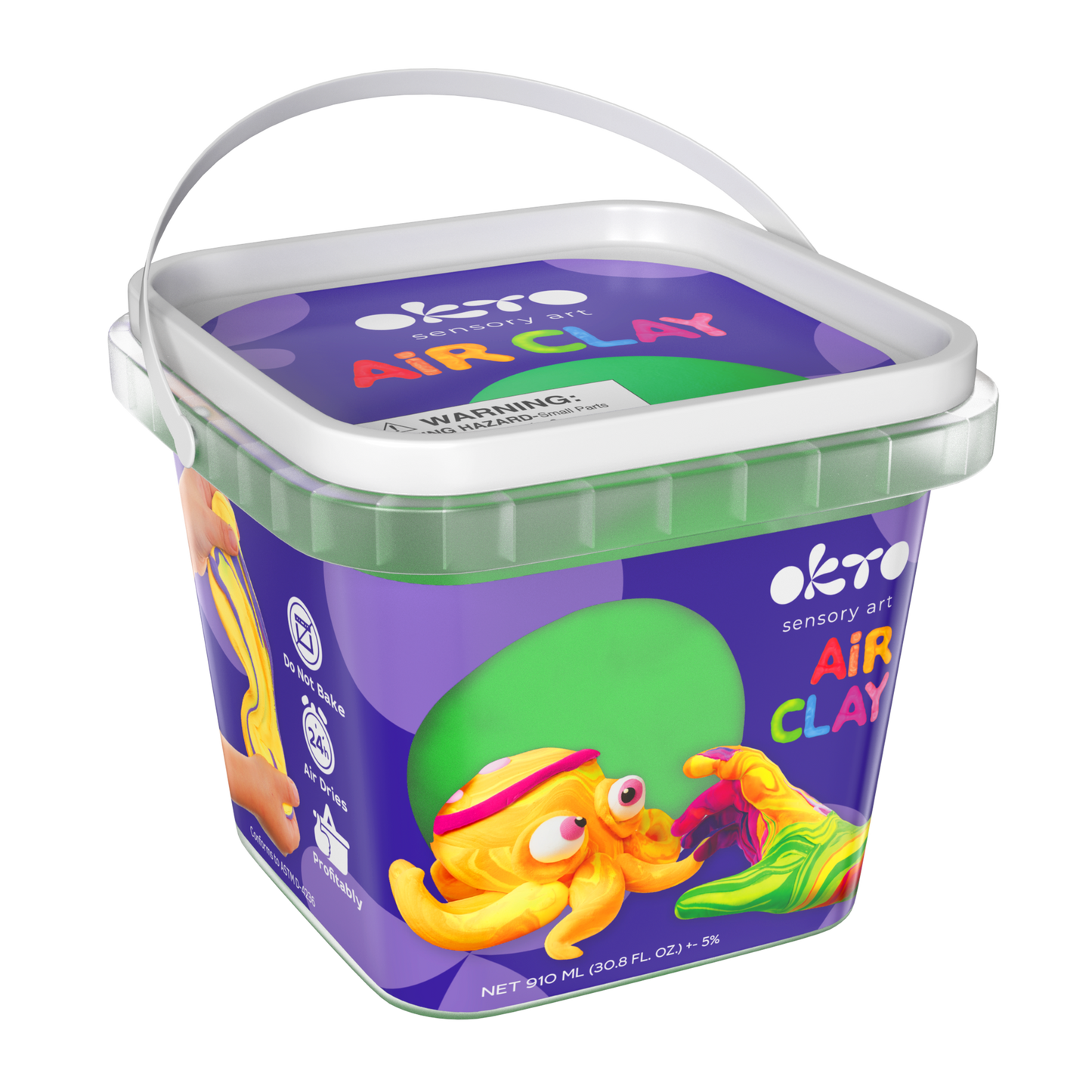 OKTO Air Dry Clay Bucket, 910 ml (31 fl oz) — Green — Ages 8+