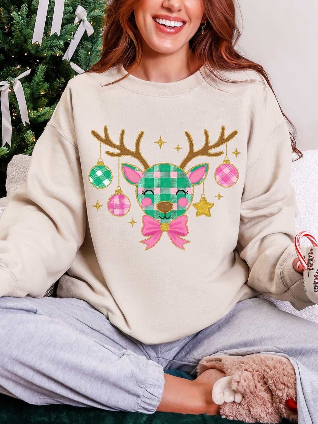 Gildan Christmas Plaid Deer Sweatshirt