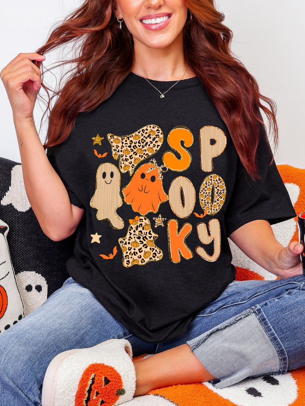 Gildan Halloween Spooky Leopard Print T-Shirt