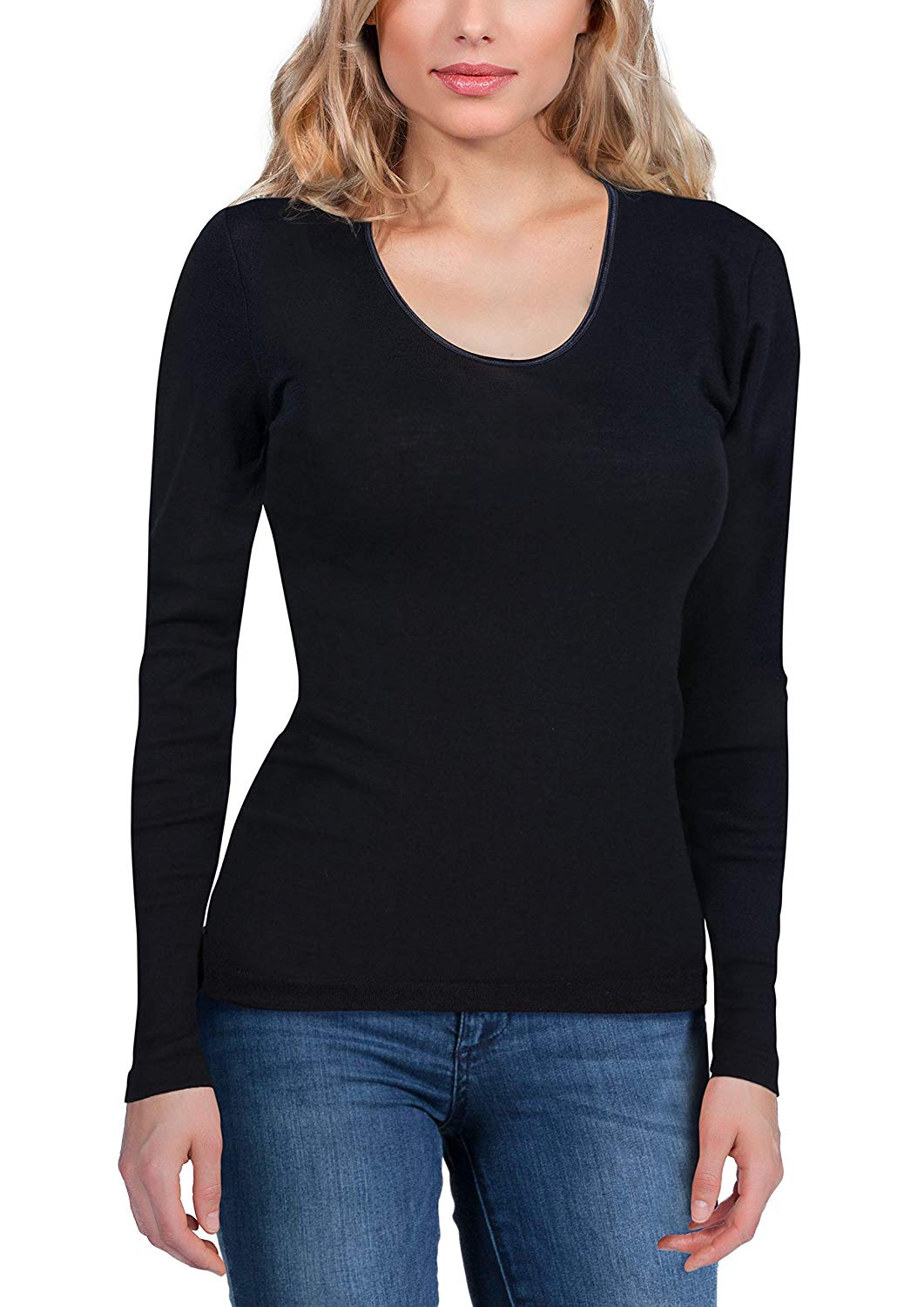 EGi Luxury Merino Wool Silk Women's Long Sleeve T-Shirt. Proudly Made in Italy (143)