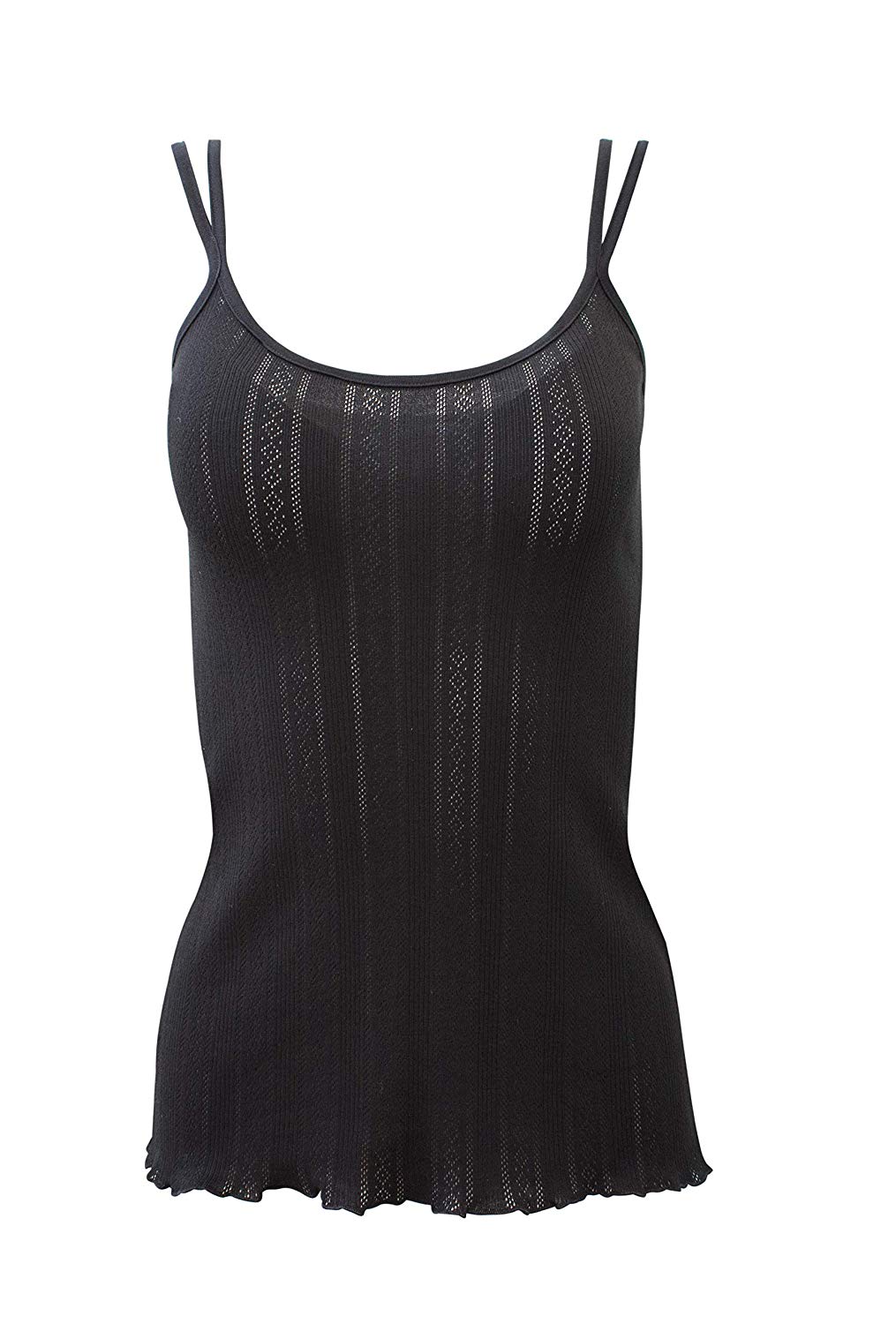 BASIC COTTON Free Spirit Premium Quality 100% Cotton Women's Openwork Double-Strap Camisole.