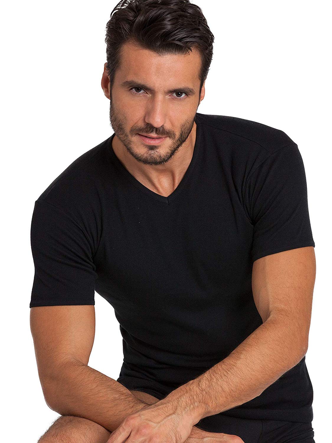 BASIC COTTON Free Spirit Premium Quality 100% Cotton Men's V - Neck T-Shirt. Proudly Made in Italy.