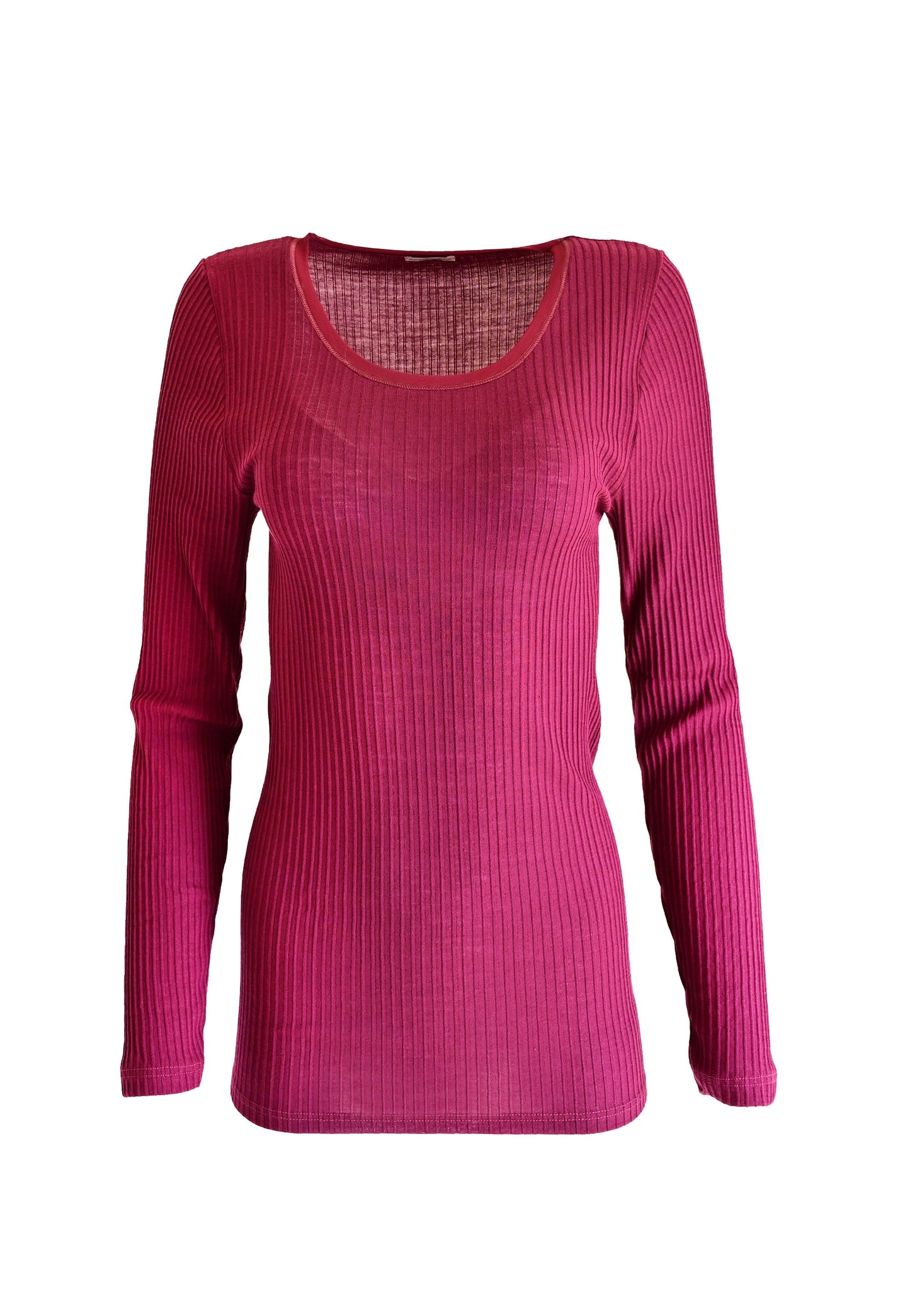 EGI Exclusive Collections Merino Wool Blend Tulle Trim Top with Long Sleeves. Proudly Made in Italy.