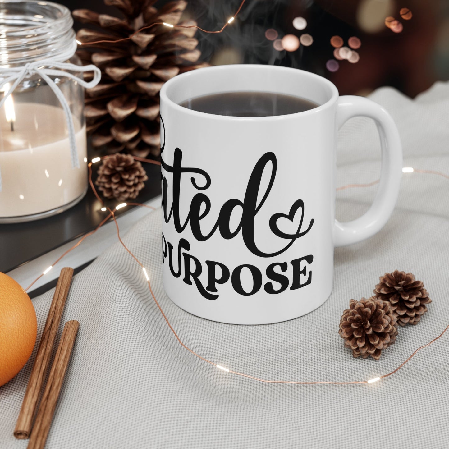 Created with a purpose White Ceramic Mug, 11oz