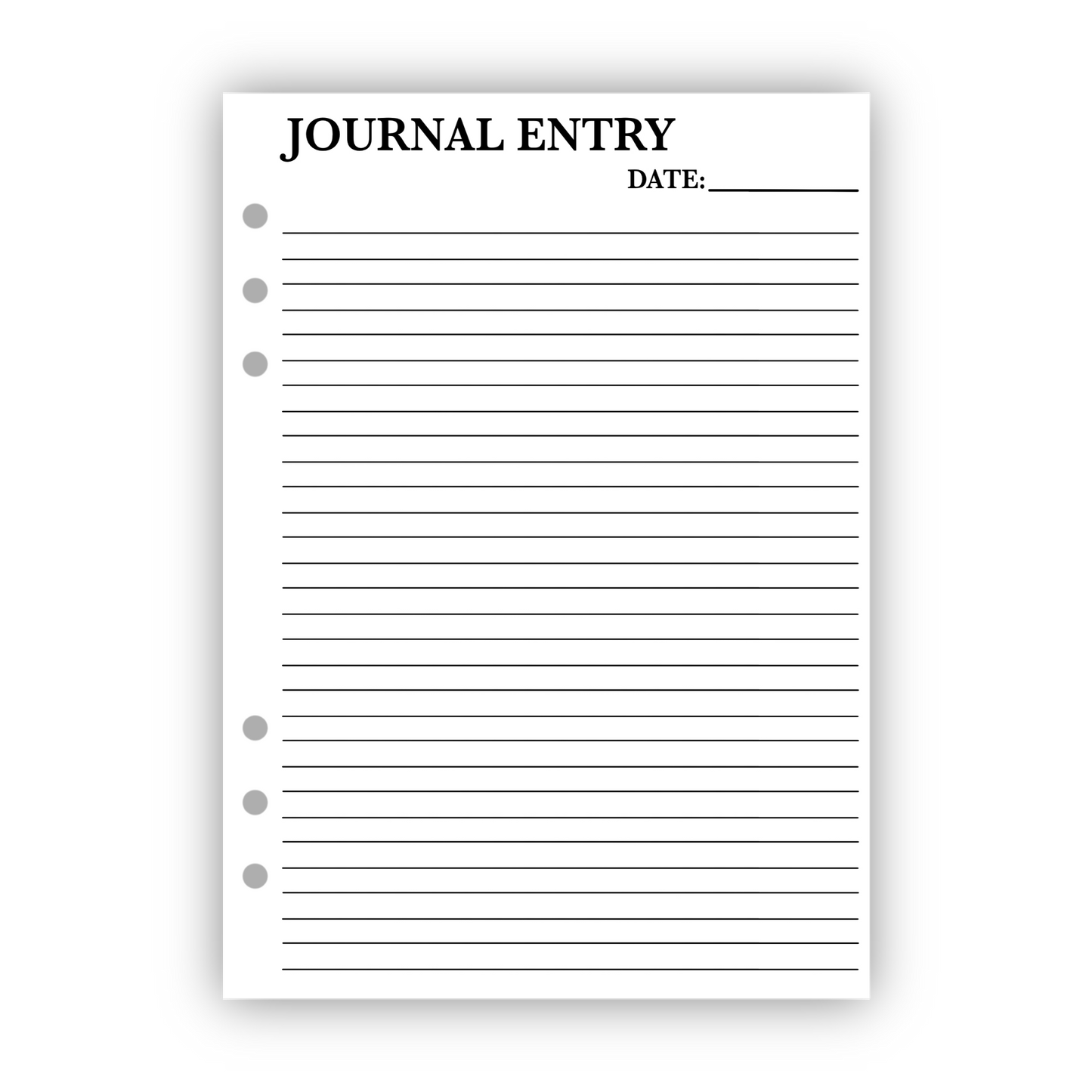 Blank Journal Entry Page