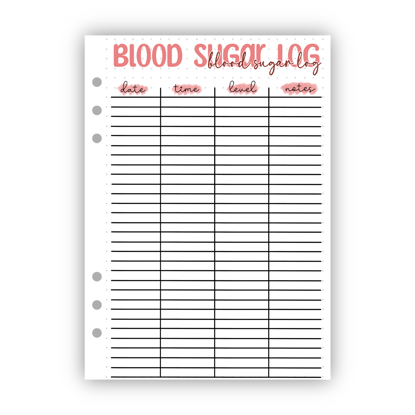 Blood Sugar Log