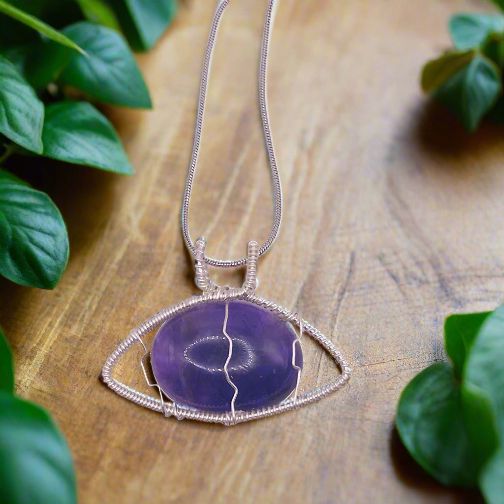 Custom Silver 3rd Eye Amethyst Necklace