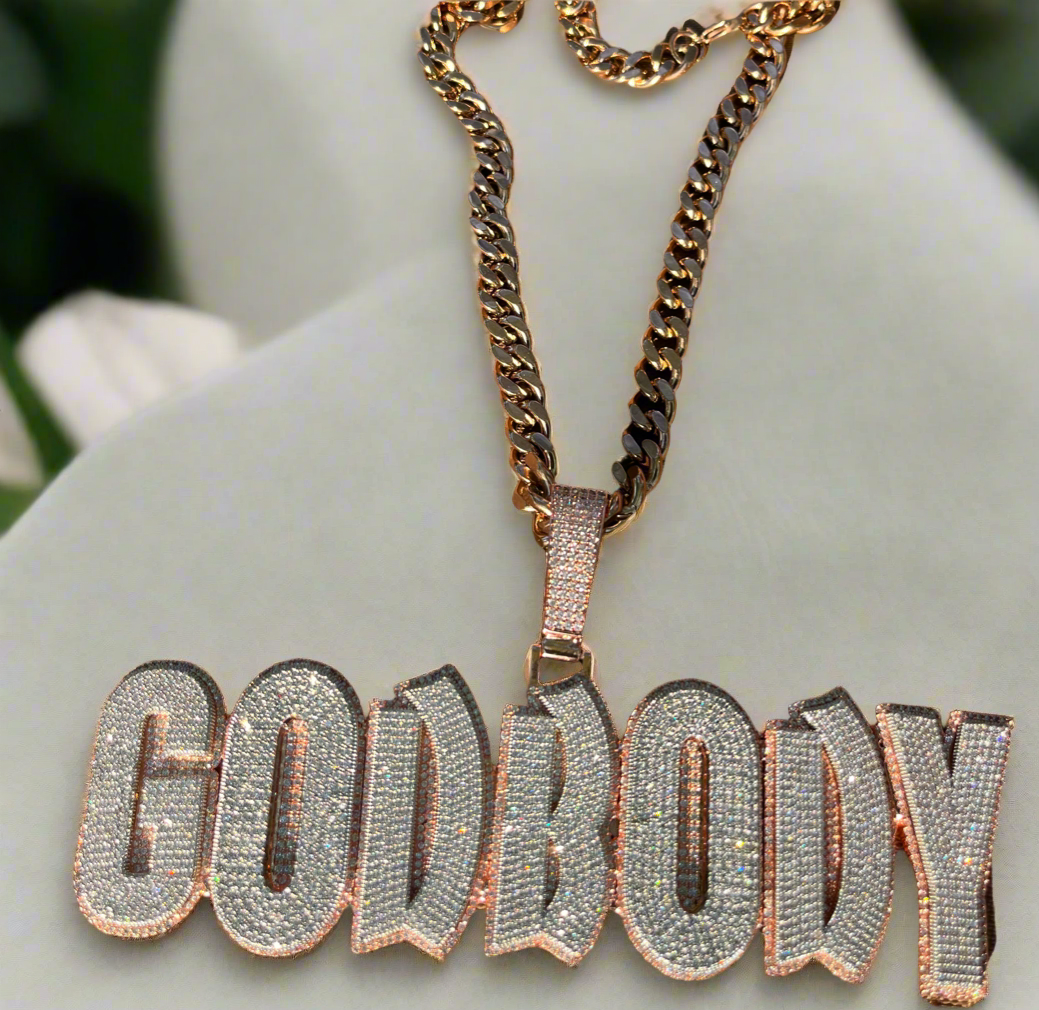 Custom Stainless Steel God Body Iced Out Necklace