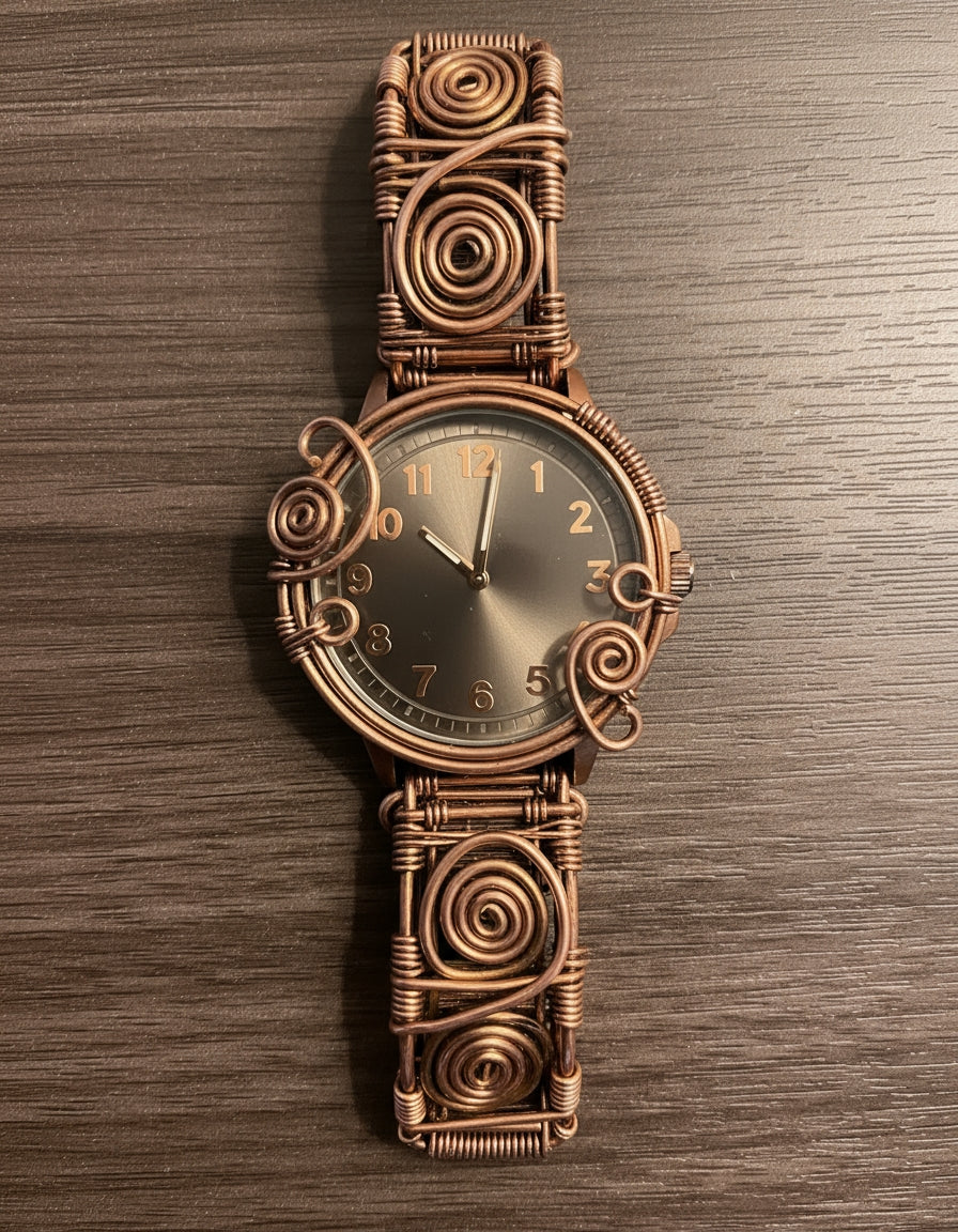 Copper Wire Wrapped Watch Design #1