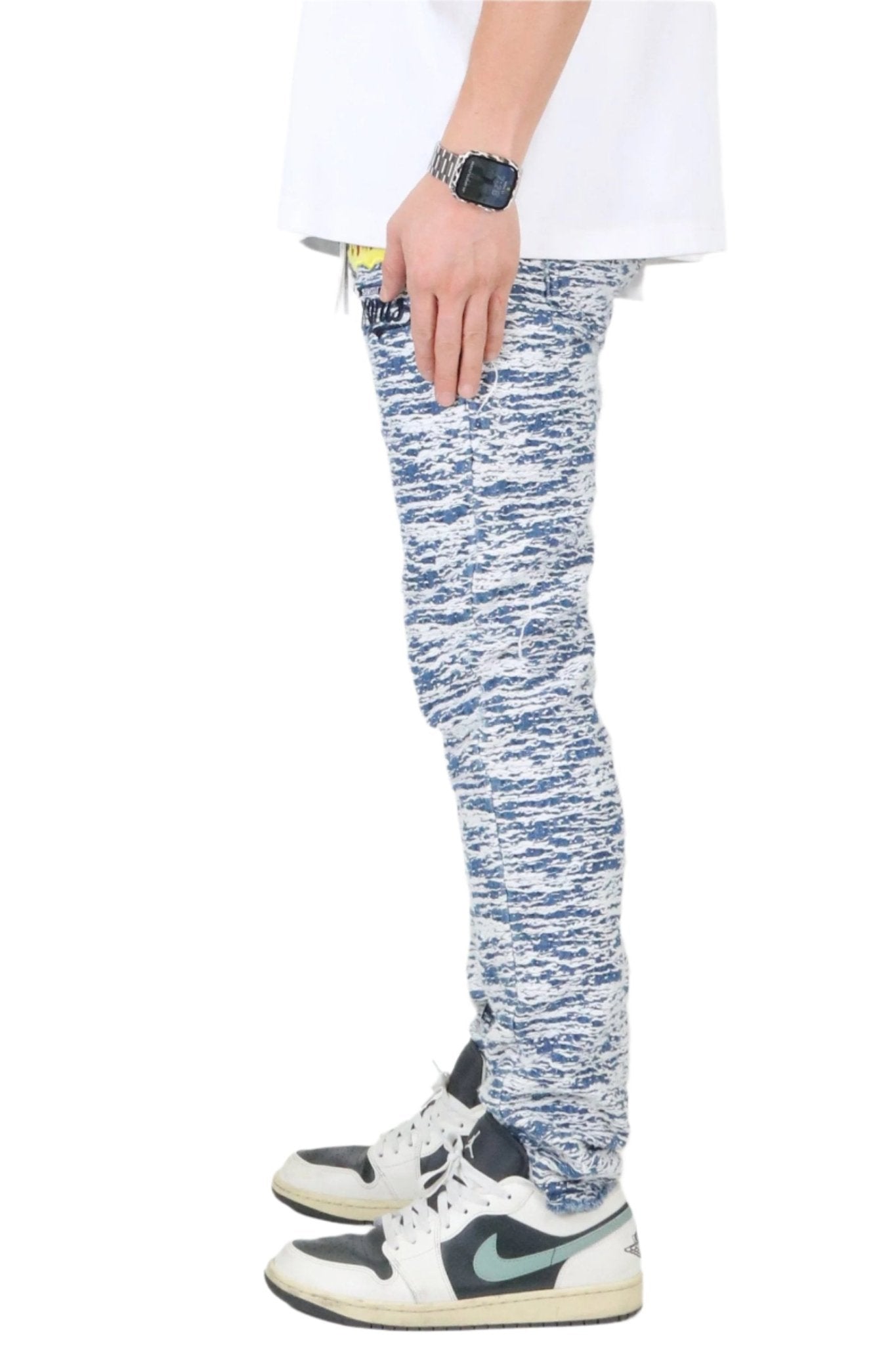 ROX Men's premium jacquard pattern slim fit denim pant