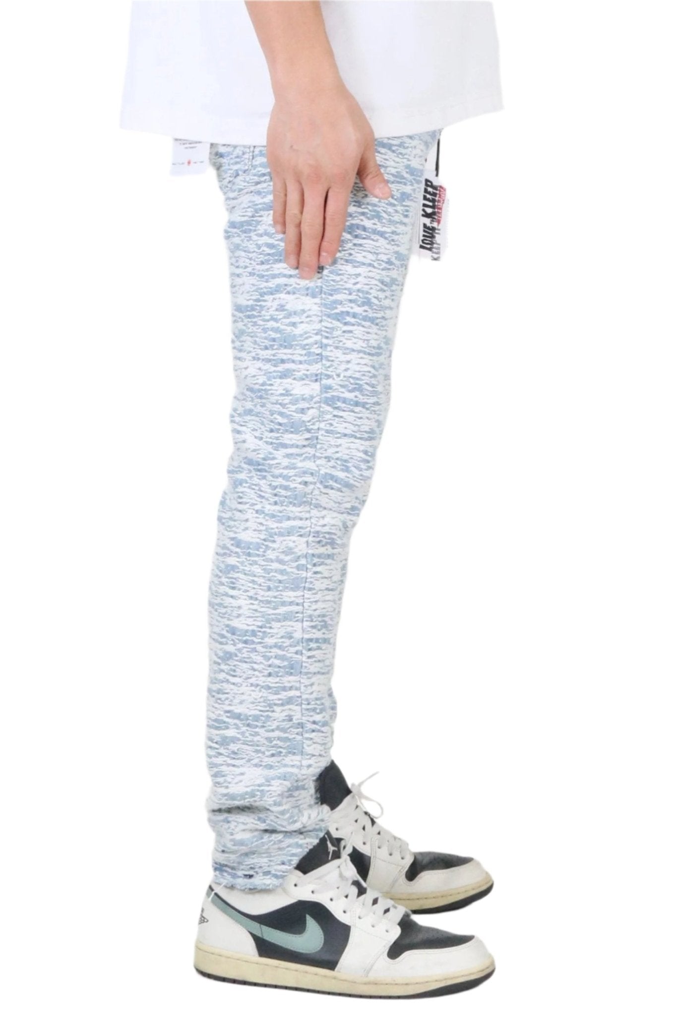 Ryan Men's premium jacquard pattern slim fit denim pant.