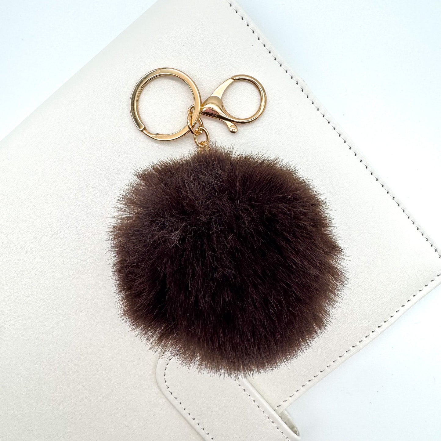 Chocolate Pompom Keychain