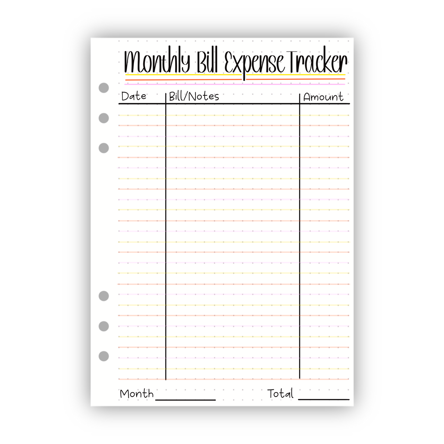 Monthly Bill Expense Tracker