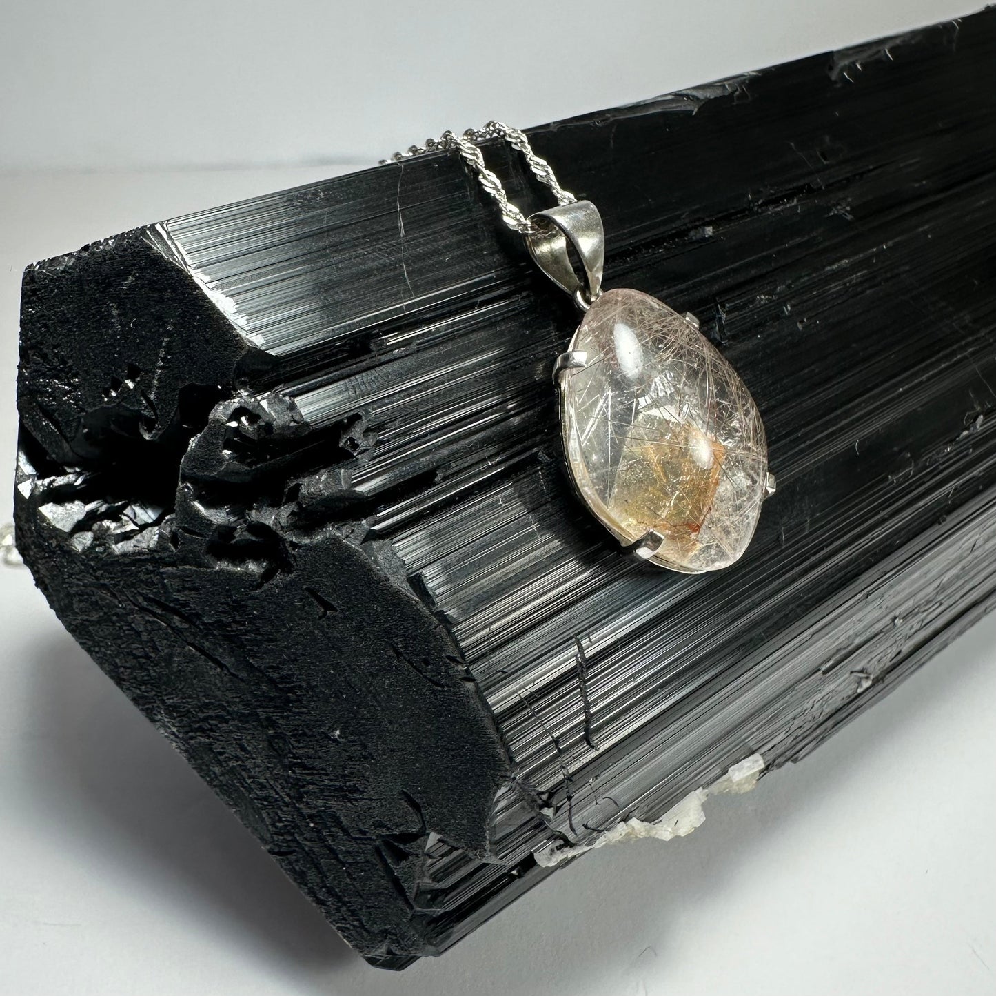 Rutilated Quartz Teardrop Pendant