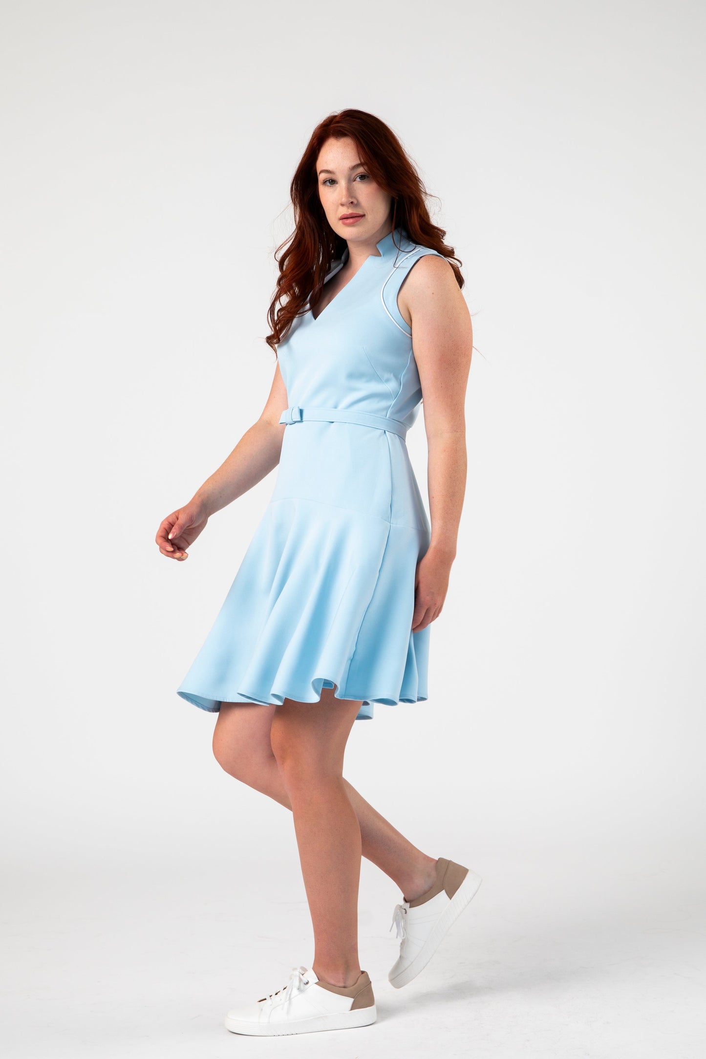 Aspire Flounce Dress with Piping Detail