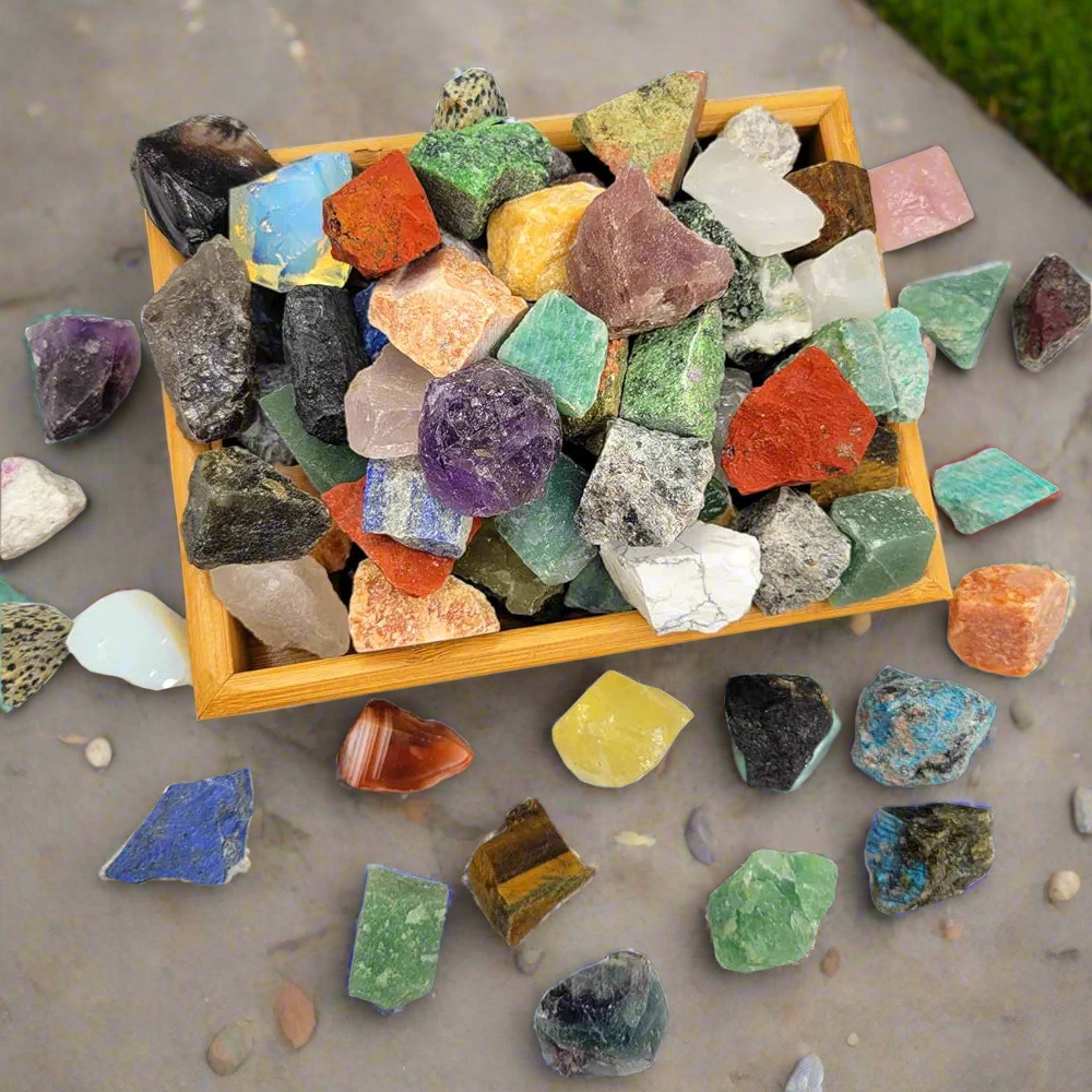 Box Of Customizable Raw Natural And Charged Crystals 2- 4 inches