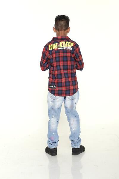 FALU Kid's Premium Flannel Button Down Shirt