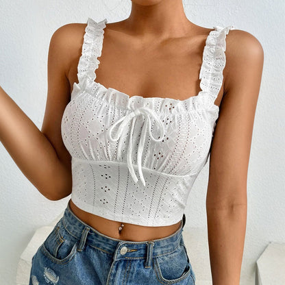 Spring and summer new elegant lace suspender vest top