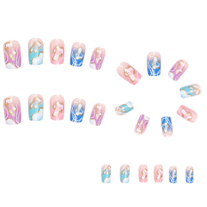 Press-on Nails Marble Gold