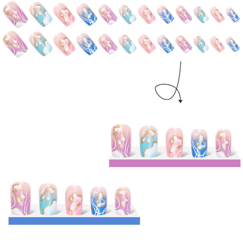 Press-on Nails Marble Gold