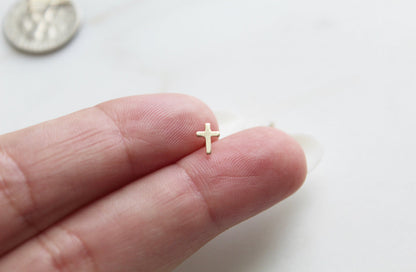 Cross Studs in 14k Gold