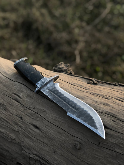Best Bowie Knife – 13" Handmade Damascus Steel Blade with Resin Horn Handle & Leather Sheath