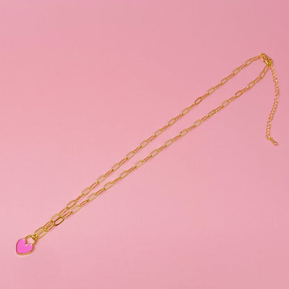 Colored & Locked Heart Necklace