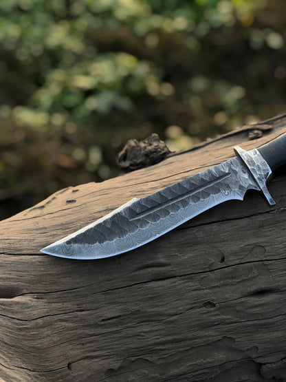 Best Bowie Knife – 13" Handmade Damascus Steel Blade with Resin Horn Handle & Leather Sheath