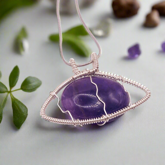 Custom Silver 3rd Eye Amethyst Necklace