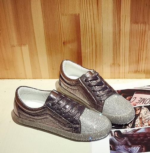 Sneakers Women Flats Golden Silver Shoes Rhinestone Bling Casual Shoes Korean Luxury Creepers Superstar Shoes Streetwear