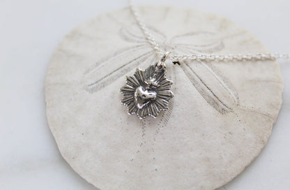 The Little Sacred Heart® minimalist scalloped necklace in oxidized silver