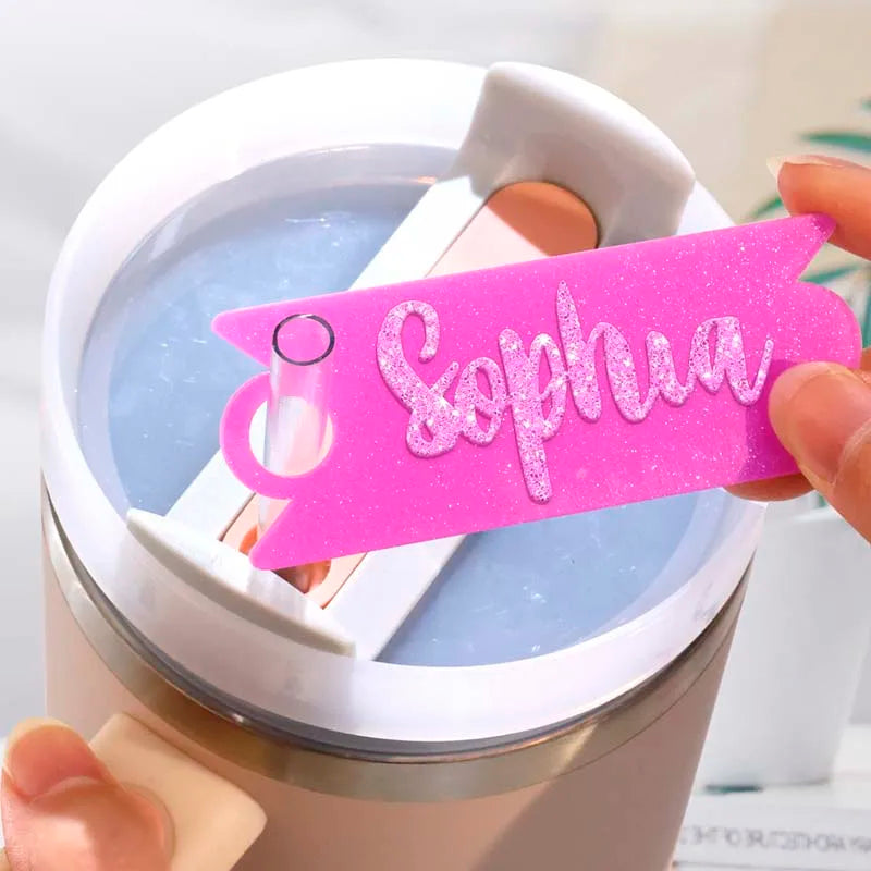 10/5PCS Name Plate Compatible For Replacement Stanley 40 Oz Cups Blank Name Tag Reusable Acrylic Nameplate Glass Lid For Bottle