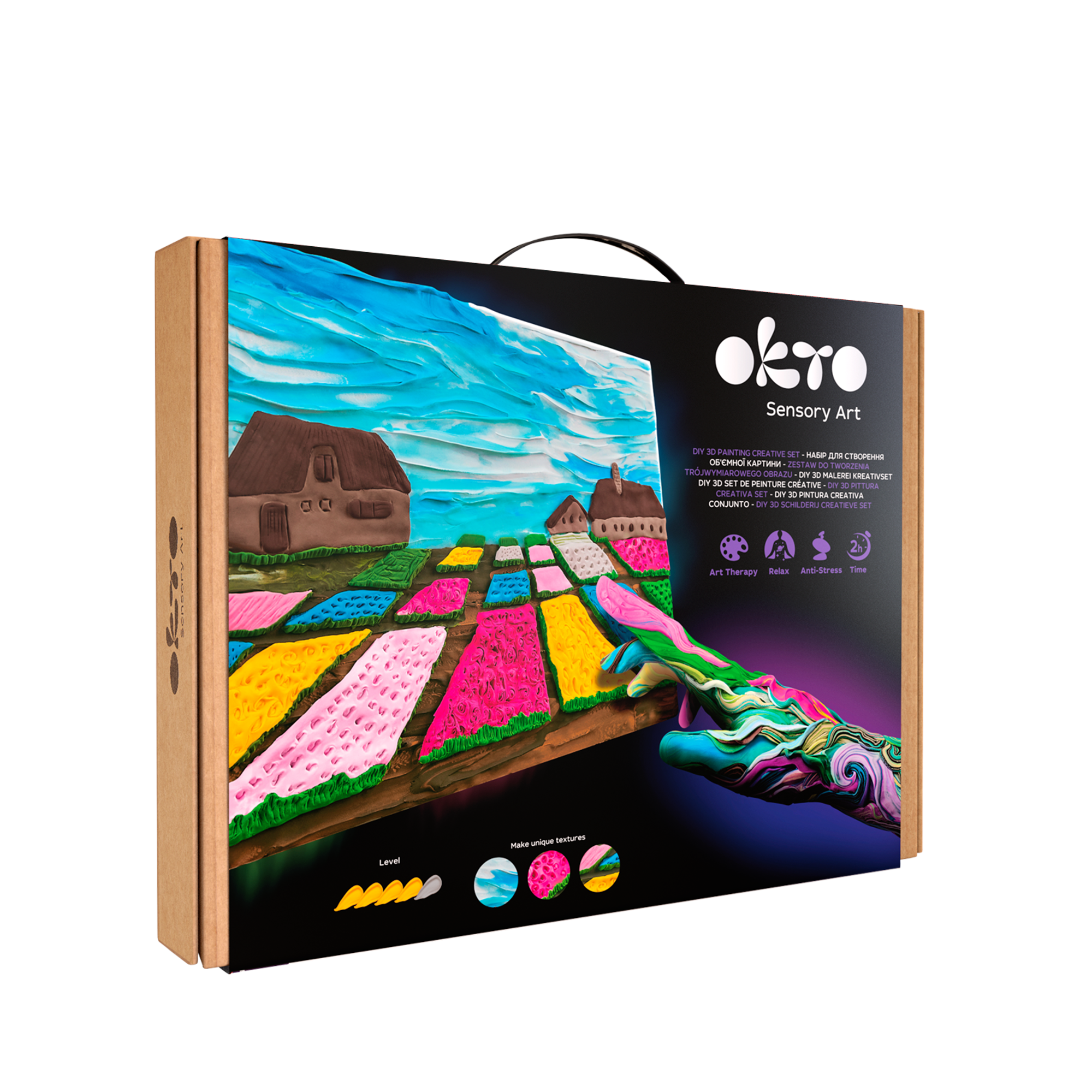 OKTO Sensory Art 3D Painting “Flower Beds in Holland” – 11.8” x 15.7” Canvas Kit