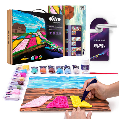 OKTO Sensory Art 3D Painting “Flower Beds in Holland” – 11.8” x 15.7” Canvas Kit