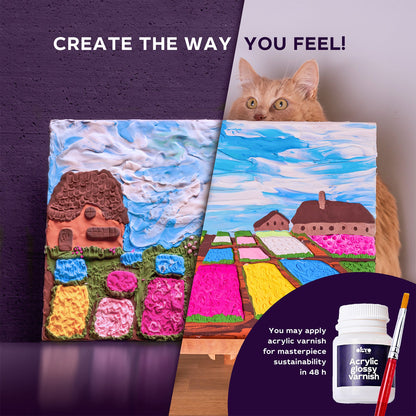 OKTO Sensory Art 3D Painting “Flower Beds in Holland” – 11.8” x 15.7” Canvas Kit