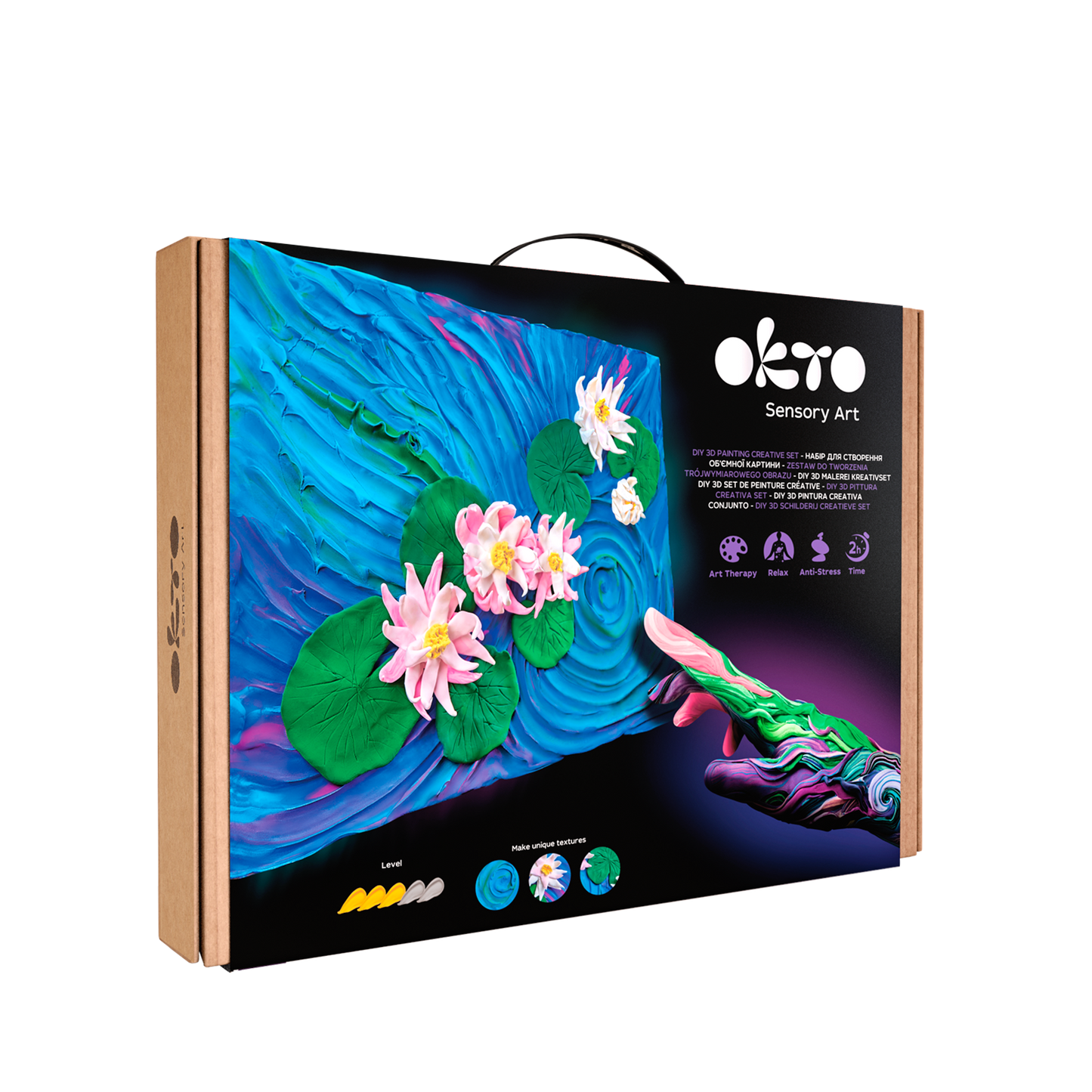 OKTO Sensory Art 3D Painting “Water Lilies” – 11.8” x 15.7” Canvas Kit
