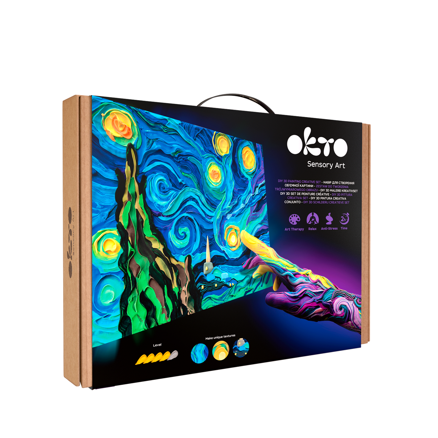 OKTO Sensory Art 3D Painting “Starry Night” – 11.8” x 15.7” Canvas Kit