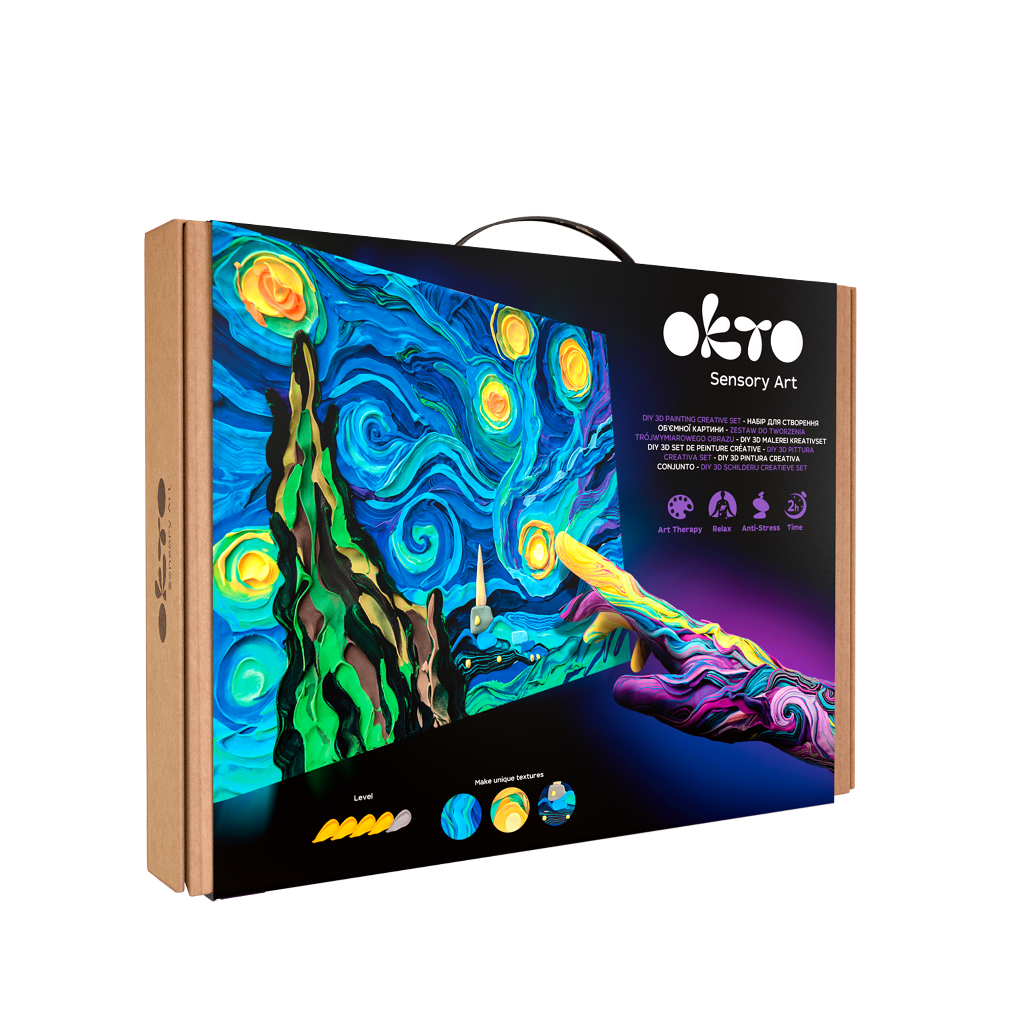 OKTO Sensory Art 3D Painting “Starry Night” – 11.8” x 15.7” Canvas Kit