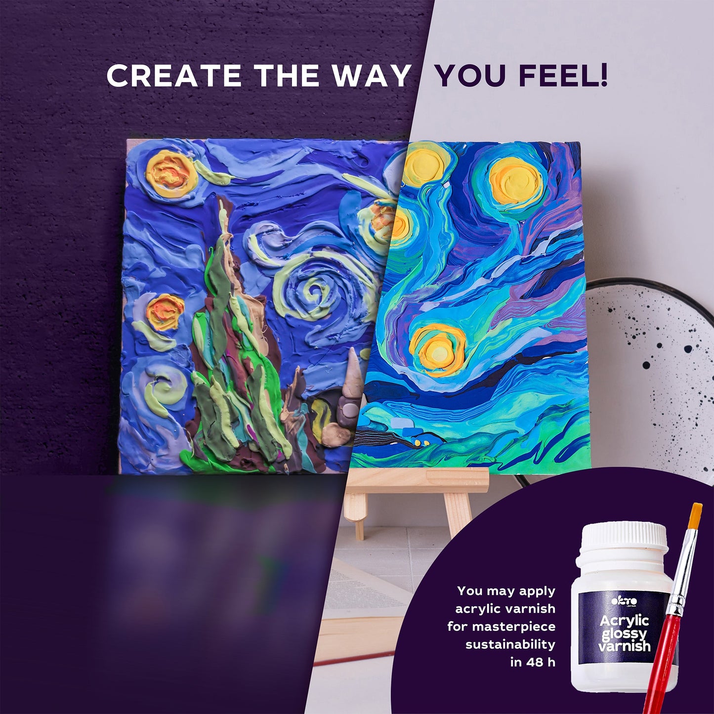 OKTO Sensory Art 3D Painting “Starry Night” – 11.8” x 15.7” Canvas Kit