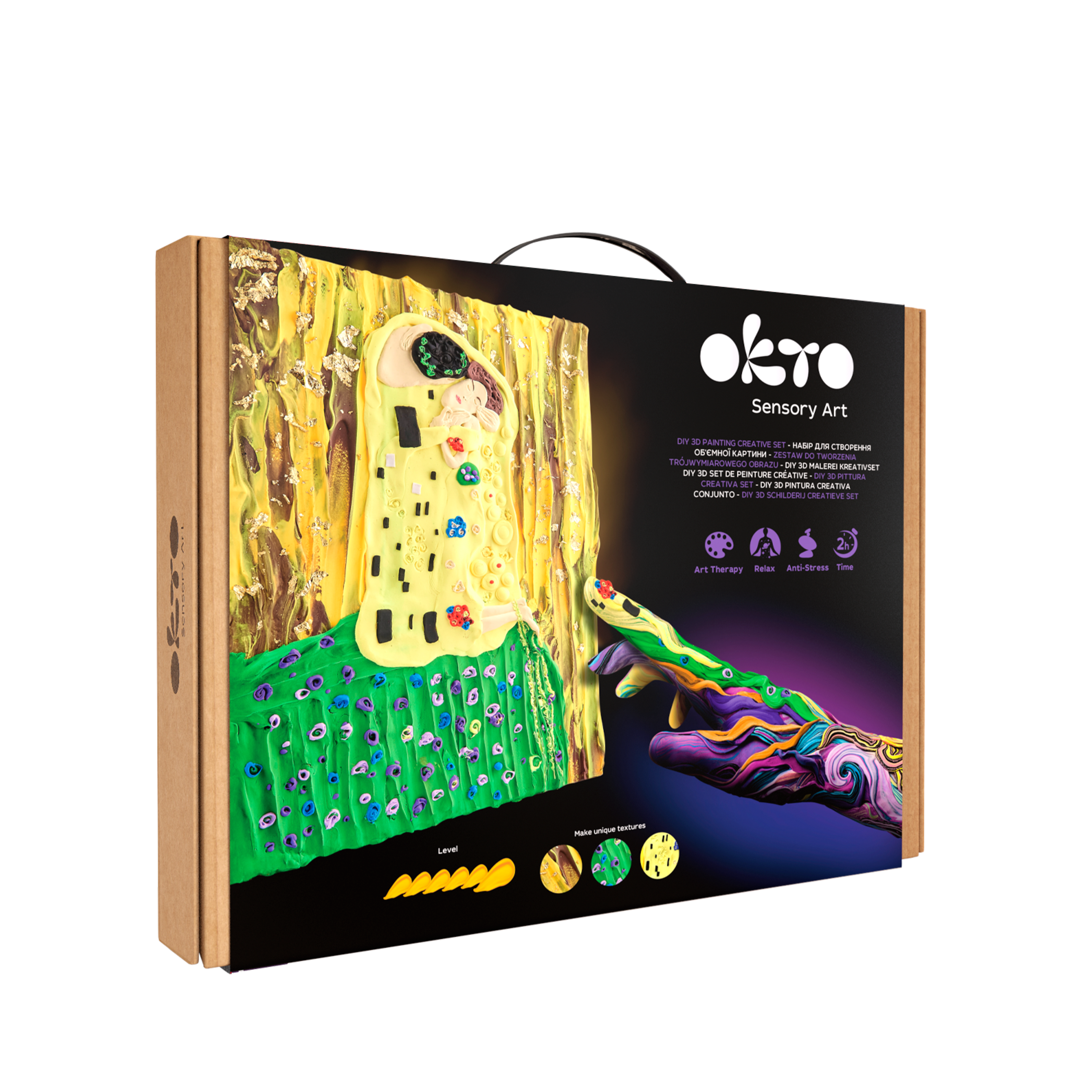 OKTO Sensory Art 3D Painting “The Kiss” – 11.8” x 15.7” Canvas Kit