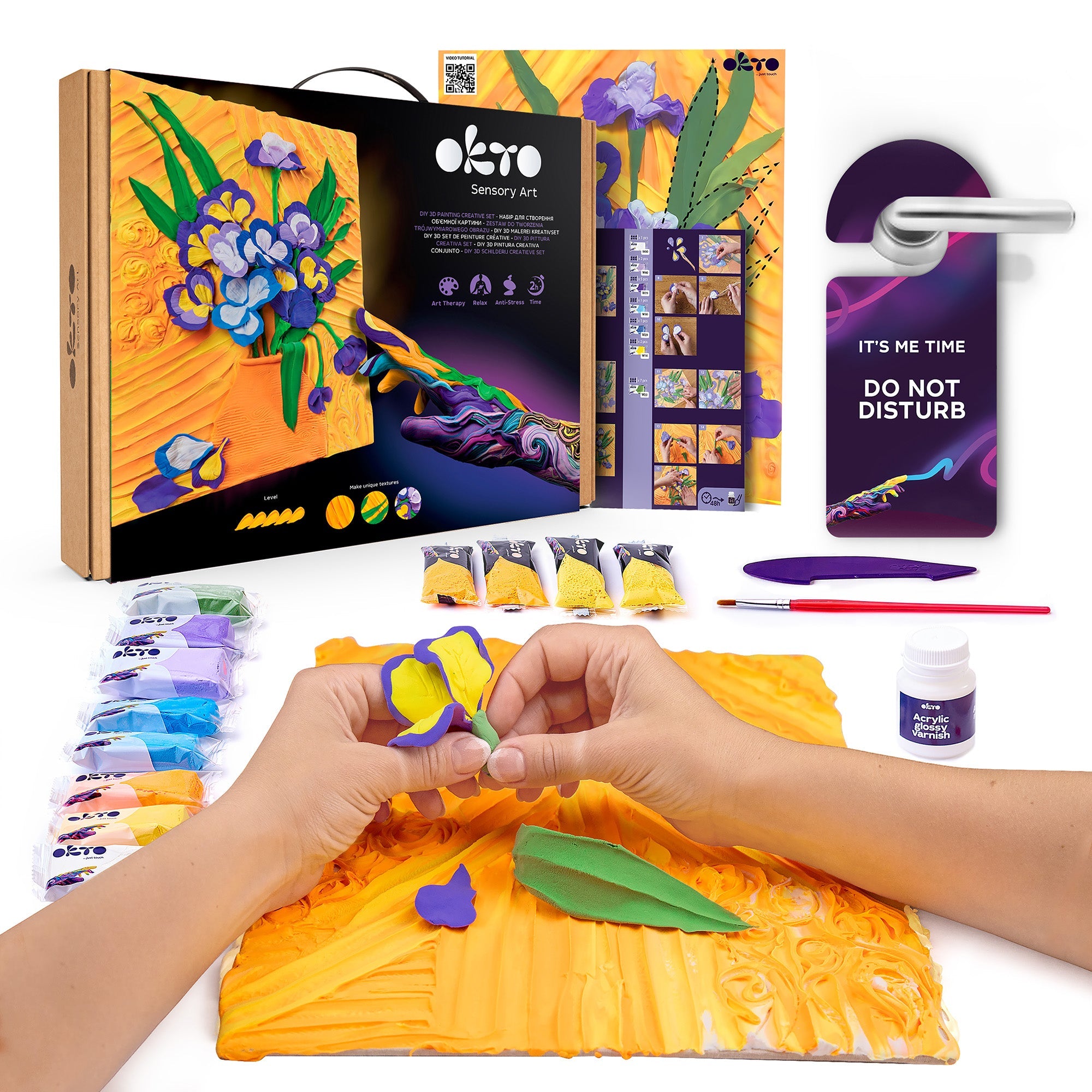 OKTO Sensory Art 3D Painting “Irises” – 11.8” x 15.7” Canvas Kit