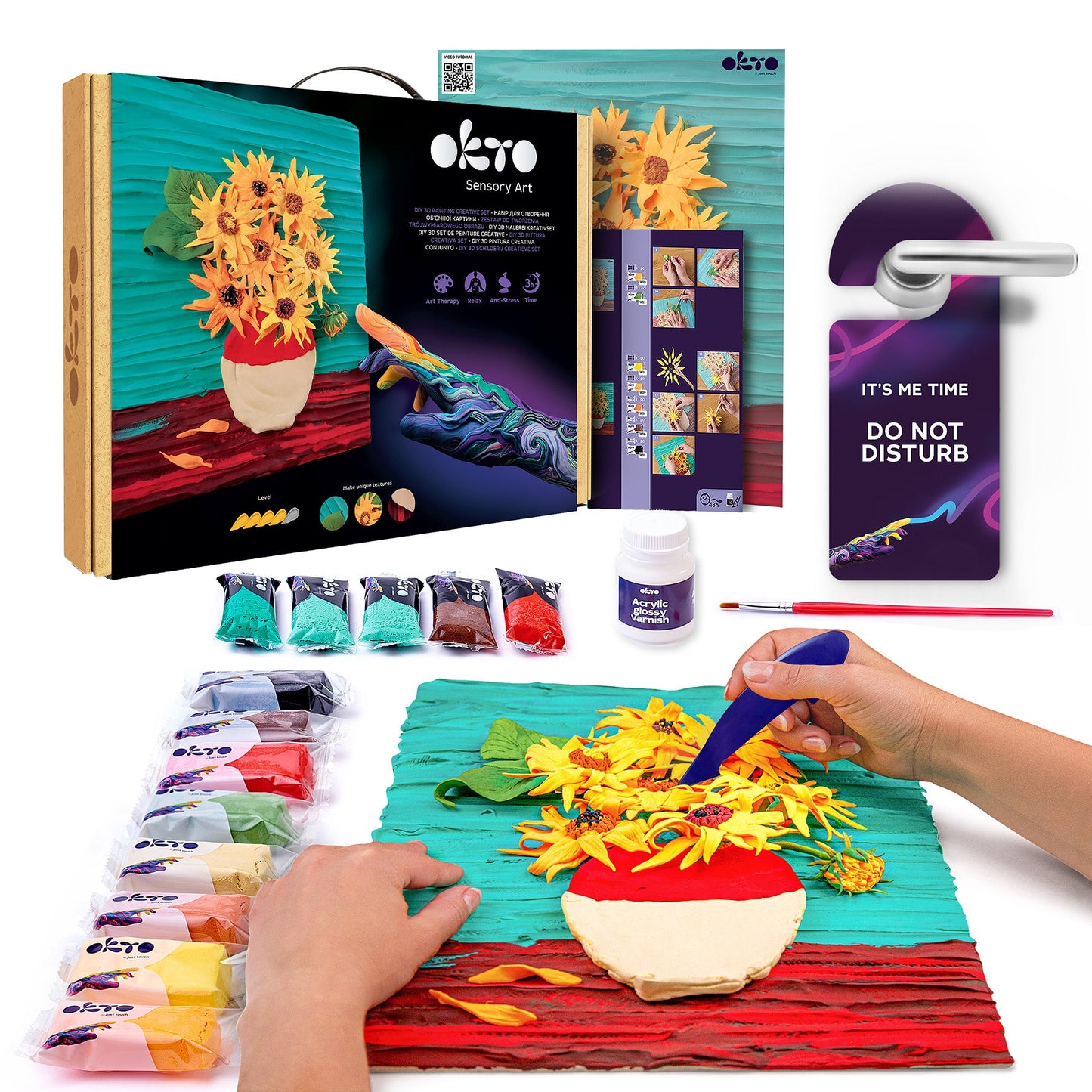 OKTO Sensory Art 3D Painting “Sunflowers” – 11.8” x 15.7” Canvas Kit
