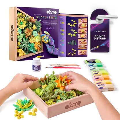 OKTO Sensory Art 3D Woodcraft “Energy” – Succulent Craft Kit