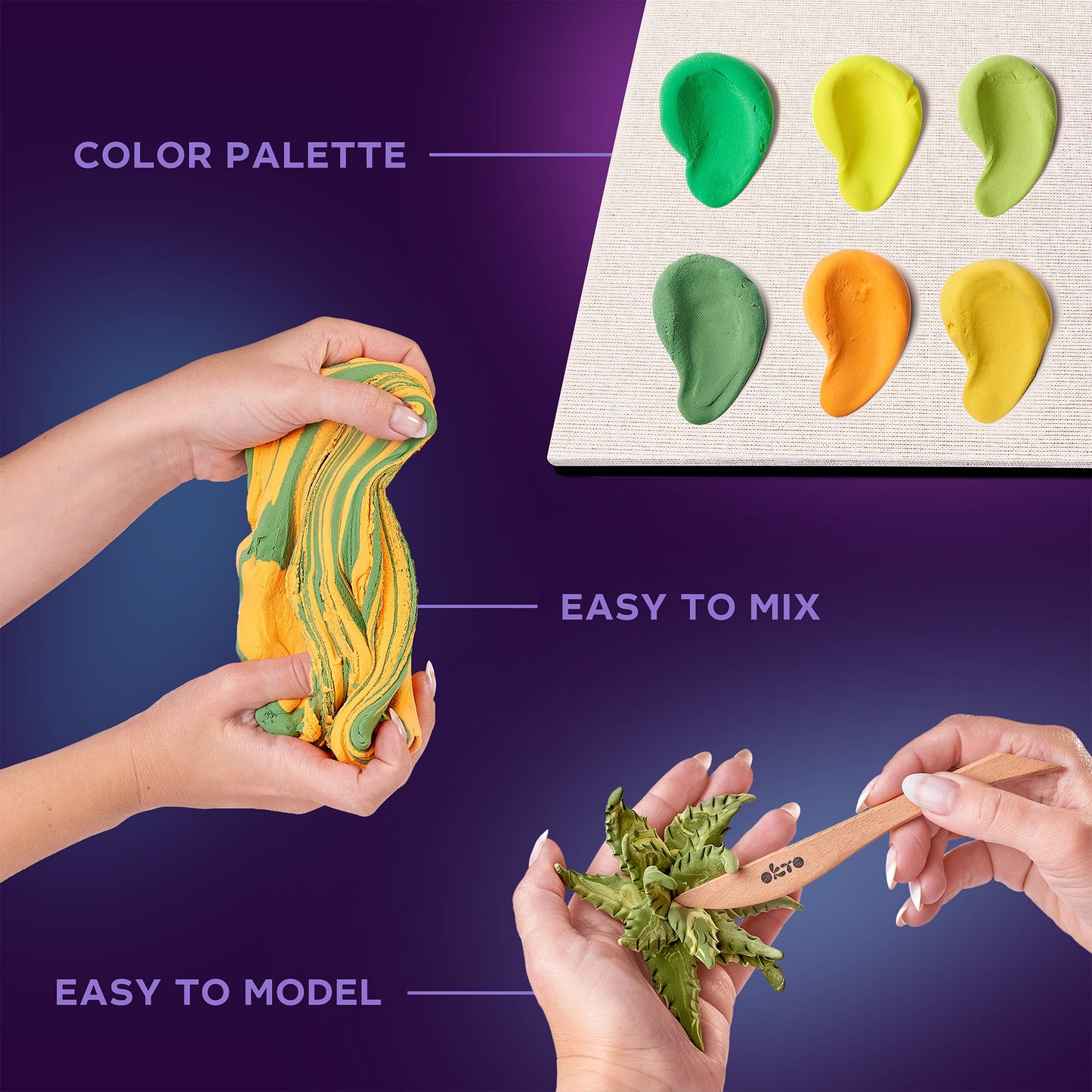 OKTO Sensory Art 3D Woodcraft “Energy” – Succulent Craft Kit