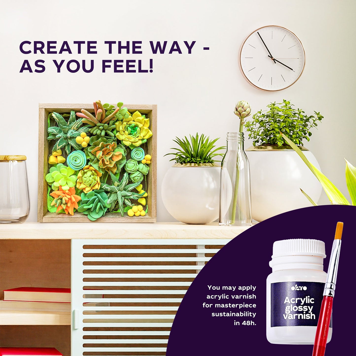 OKTO Sensory Art 3D Woodcraft “Energy” – Succulent Craft Kit