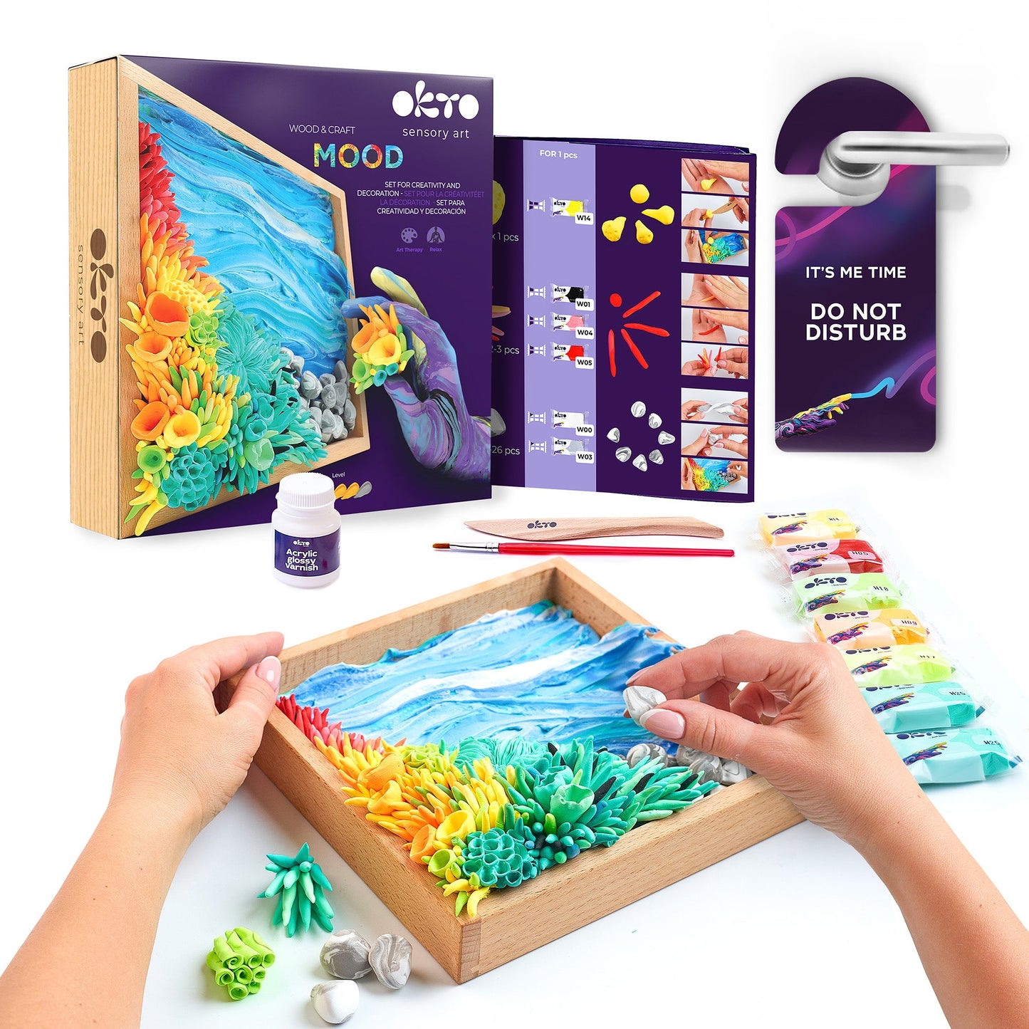 OKTO Air-Dry Clay 3D Painting Kit – Mood Ocean Calm (8.3 x 8.3 in)